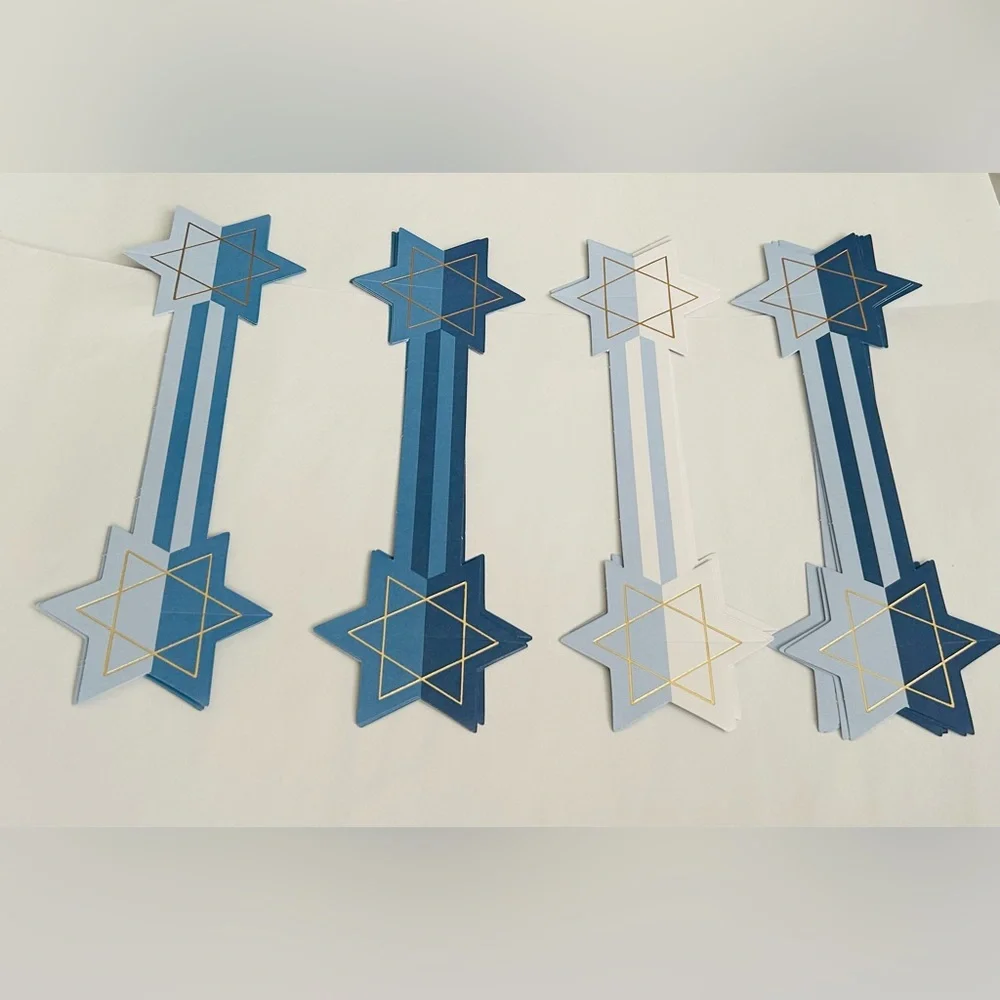 New 64 Blue Paper Napkin Rings Jewish Stars My Mind’s Eye made in Malaysia
